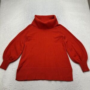 Anthropologie Paloma Sweater Womens Medium Orange Knit Turtleneck Pullover